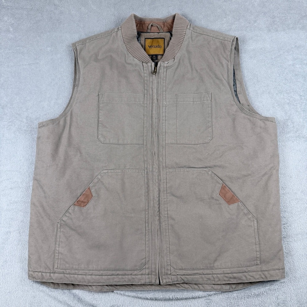 Venado Mens Canvas Concealed Carry Vest Tan Brown 2XL Quilted Lining Workwear